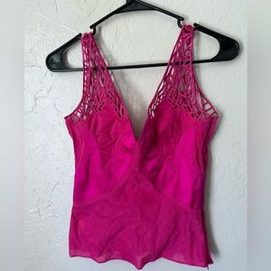CATHERINE MALANDRINO LADIES PINK 80% cotton  20% silk TOP size S/P